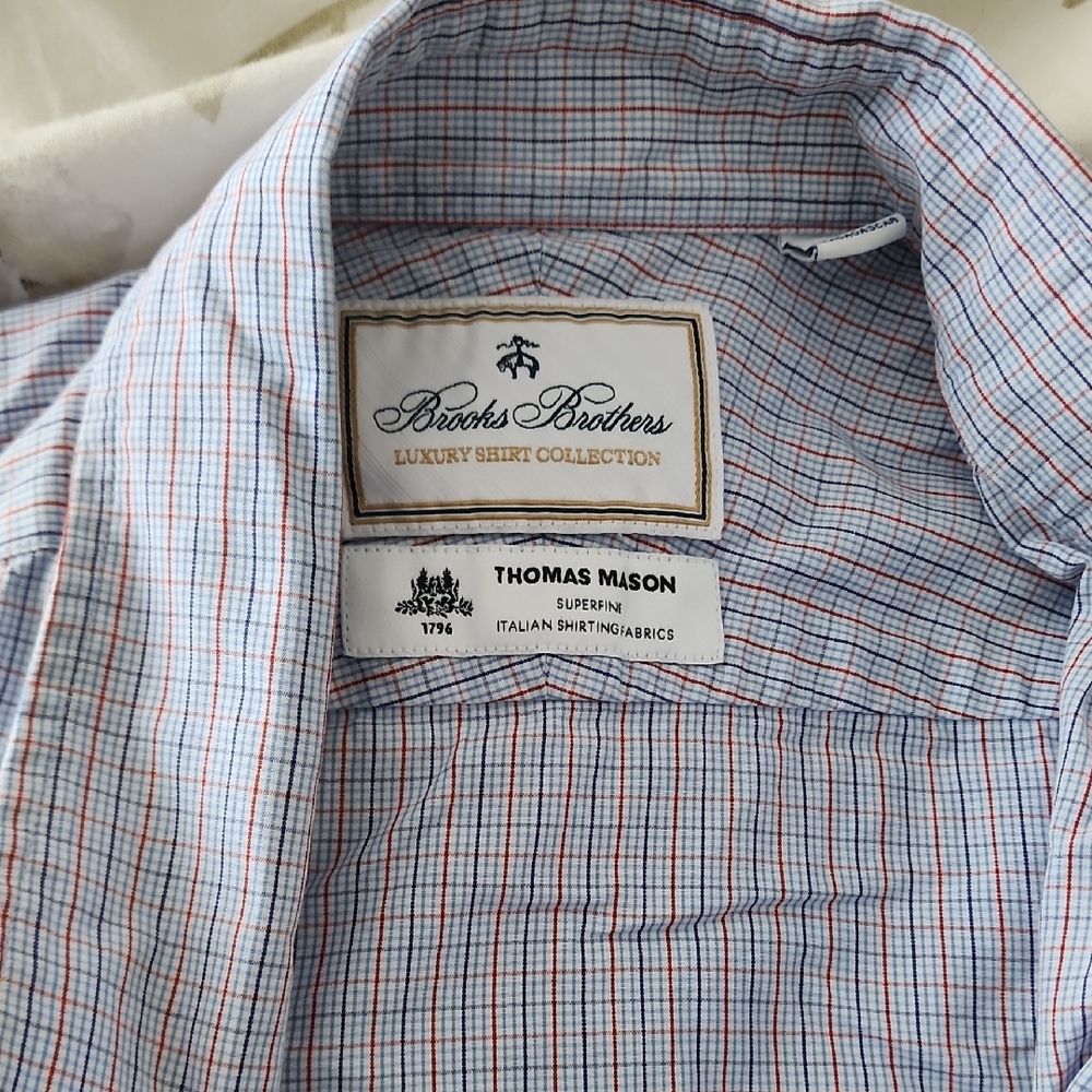 Brooks Brothers Men's Red and Blue Plaid Dress Shirt